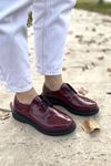  BORDO RUGAN GÜNLÜK RAHAT OXFORD KLASİK LOAFER KADIN AYAKKABI TMD22024