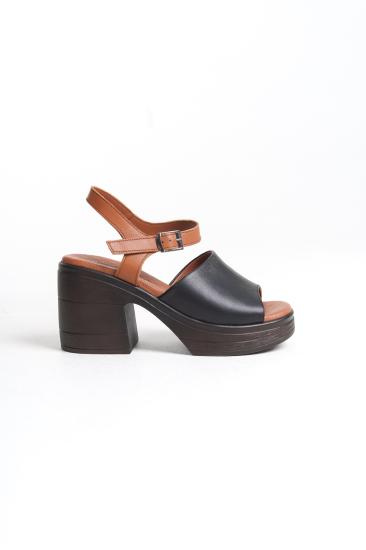 HAKİKİ DERİ SİYAH TABA 10 CM PLATFORM SANDALET 